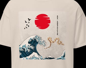 Koszulka z zabawnym wężem w stylu orientalnym – klasyczny t-shirt unisex – prezent dla miłośnika węży – codzienna koszulka z grafiką