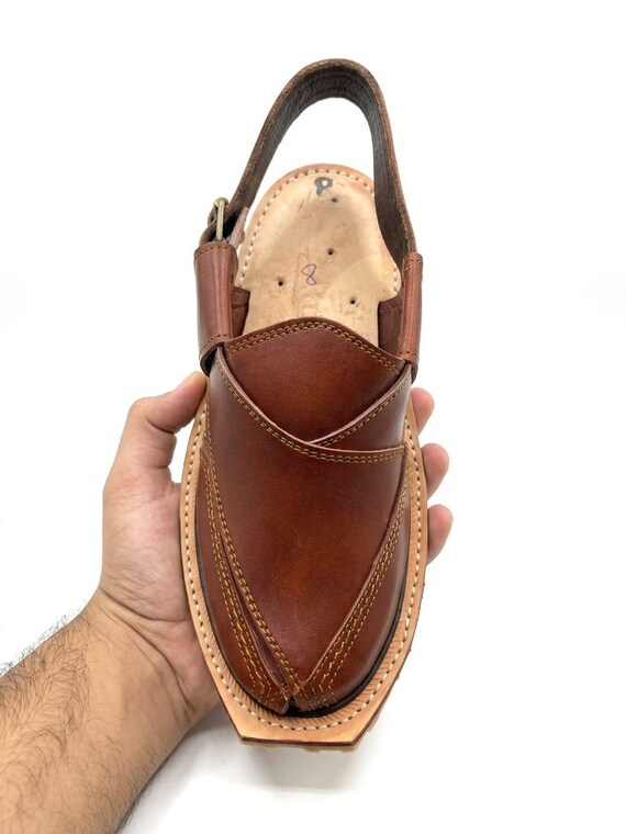 Handmade Brown Peshawari Chappal for Men | Traditional Pakistani Leather Sandals | Comfortable Casual & Formal Wear