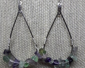 2" Tear Drop Multicolor Chip Earrings