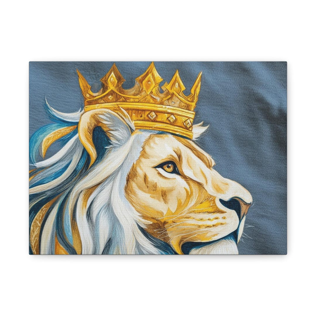 Regal Lion With Crown Canvas - Etsy