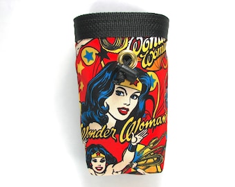 Wonder Woman Chalkbag Red and Blue and White Stars Rock Climbing Fleece Lined