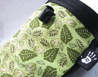 Climbing Chalkbag Green Fern Leaves Fleece Lined Handmade