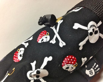 Pirate Black and White Skulls Bandanna Rock Climbing Chalk Bag Fleece Lined