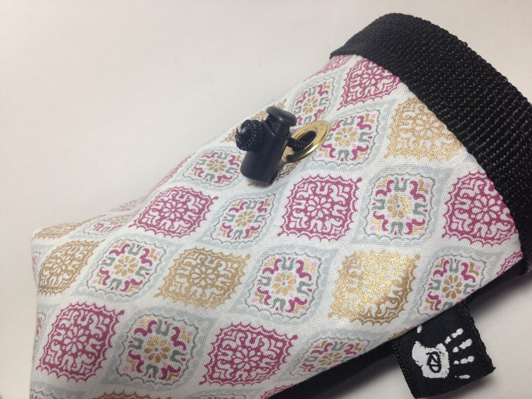 Pink Metallic Flowers Climbing Chalkbag Rockclimbing Fleece Lined