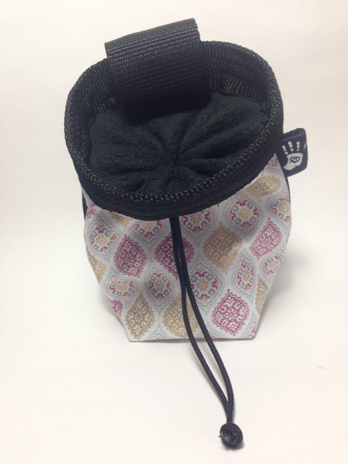 Pink Metallic Flowers Climbing Chalkbag Rockclimbing Fleece Lined