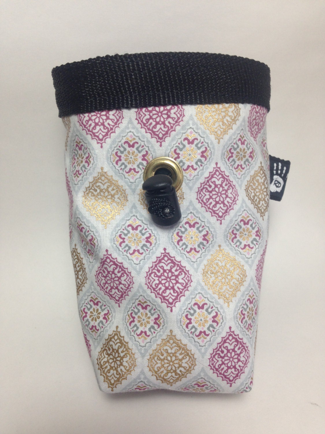 Pink Metallic Flowers Climbing Chalkbag Rockclimbing Fleece Lined