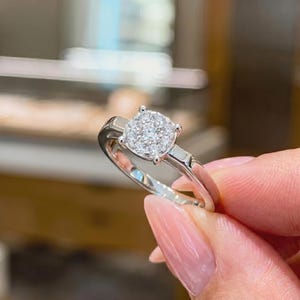 Halo-Ring mit im Labor hergestelltem Diamanten, klassischer Halo-Verlobungsring mit Diamanten, handgefertigter Verlobungsring, Brautschmuck aus 14-karätigem Gold