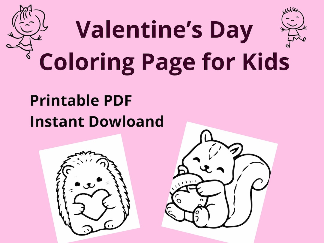 Valentine’s Day Coloring Pages for Kids | Printable PDF | Instant ...