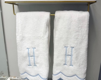 モノグラムハンドタオル | スカラップタオル | ゲスト用バスルーム