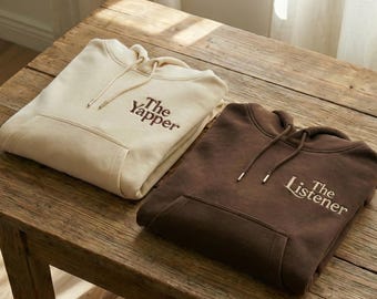 Paar Hoodie Set, lustiges passendes Sweatshirt, Geschenk der Hörer der Yapper, gestickte Paare Outfit