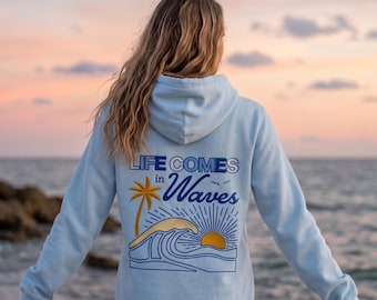 Custom Embroidered Ocean Hoodie | Personalized Coastal Gift | Nautical Beach Sweatshirt for Sea Lovers | and Coastal Adventures