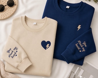 Personalisiertes besticktes Paar-Sweatshirt, passender Hoodie, romantisches Jubiläumsgeschenk, individuelles Liebesset