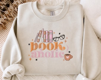 Gestickter Buchliebhaber Hoodie, personalisiertes Lese-Sweatshirt, benutzerdefinierte gemütliche literarische Kleidung