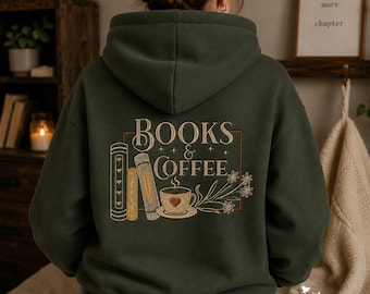 Bestickter Buch-Liebhaber-Hoodie, personalisiertes Kaffee-Sweatshirt-Geschenk, benutzerdefinierter gemütlicher Leser-Stil