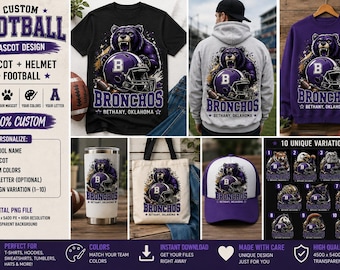 Custom Football Mascot PNG, Personalized School Team Design, Football Helmet Graphic