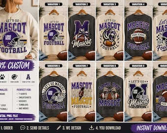 Custom Football Mascot PNG, Personalized School Team Design, Vintage Game Day Graphic