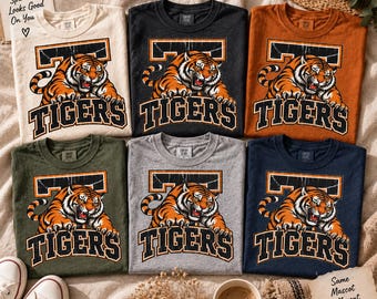 Retro Tigers Varsity PNG, Vintage School Mascot Design (Digital Download)