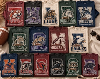 Custom Football School Mascot Retro Varsity Mascot PNG, Personalized School Team Design