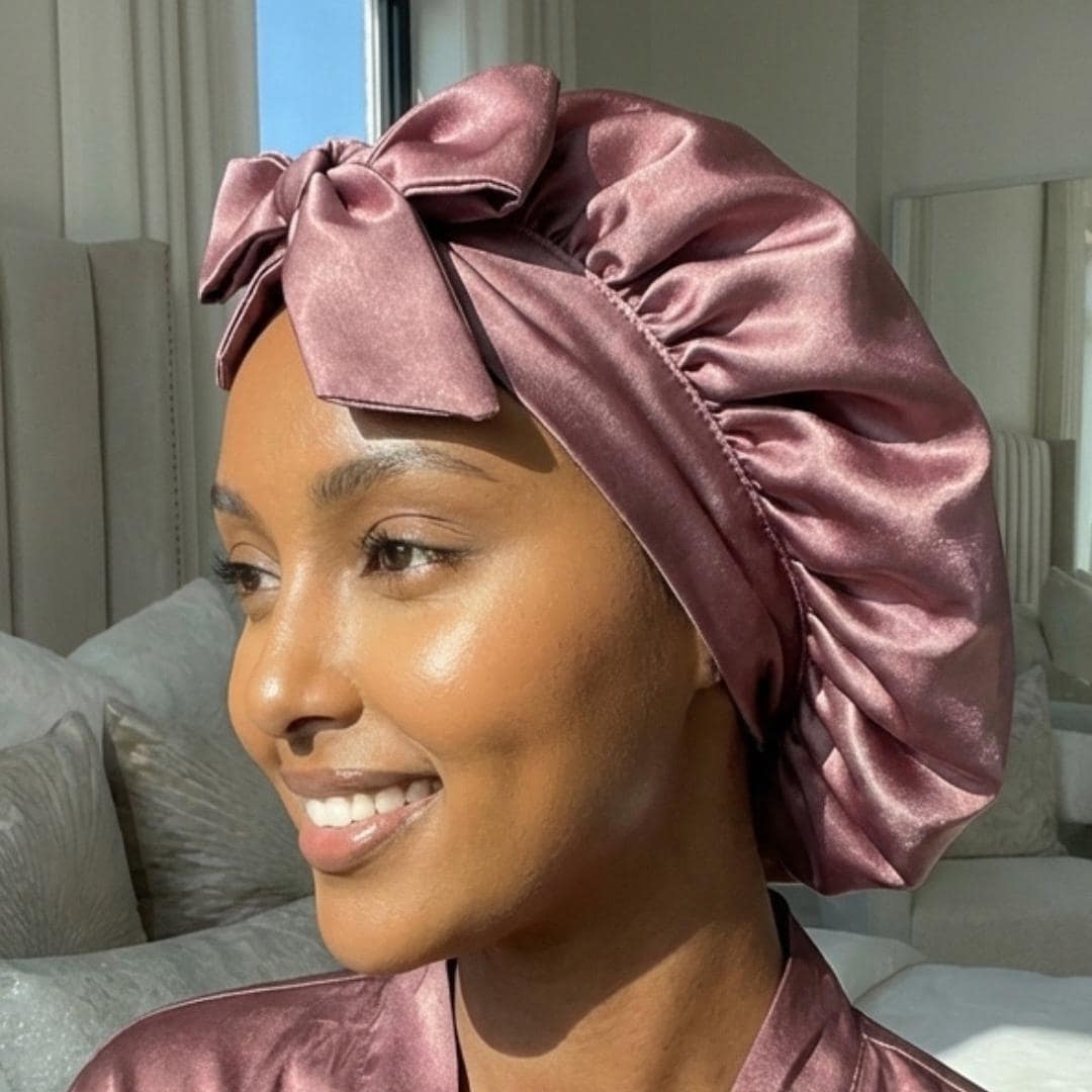 Satin Bonnet with Tie, Adjustable Sleep Cap for Braids, Natural Hair