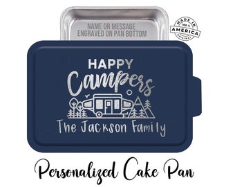 Custom Engraved Cake Pan, Personalized Cake Pans, Customized Metal Cake Pan, Gifts for Bakers, Baking Pan w/ Lid, RV Gift, Campers, Wedding