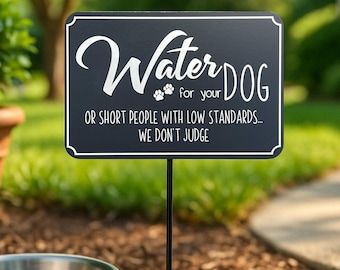Funny Dog Water Station Sign | Durable Aluminum Yard Decor