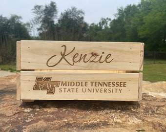 Personalized Engraved Gift Crate ~ High School ~ College ~ Great for Dorm