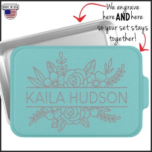 Custom Engraved Cake Pan, Personalized Cake Pans, Customized Metal Cake Pan, Gifts for Bakers, Baking Pan w/ Lid, Housewarming Gift, Wedding image 1