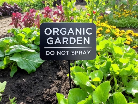 Organic Garden Sign – Do Not Spray, Engraved Metal Plaque