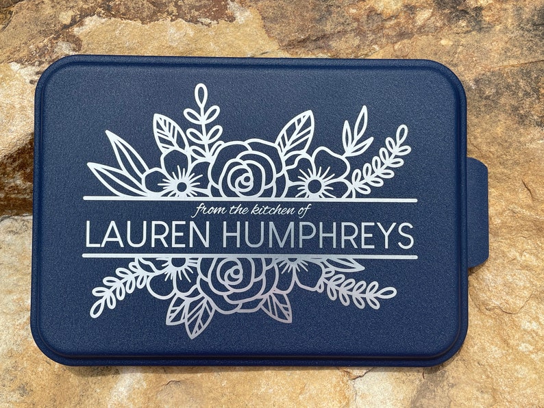 Custom Engraved Cake Pan, Personalized Cake Pans, Customized Metal Cake Pan, Gifts for Bakers, Baking Pan w/ Lid, Housewarming Gift, Wedding image 9