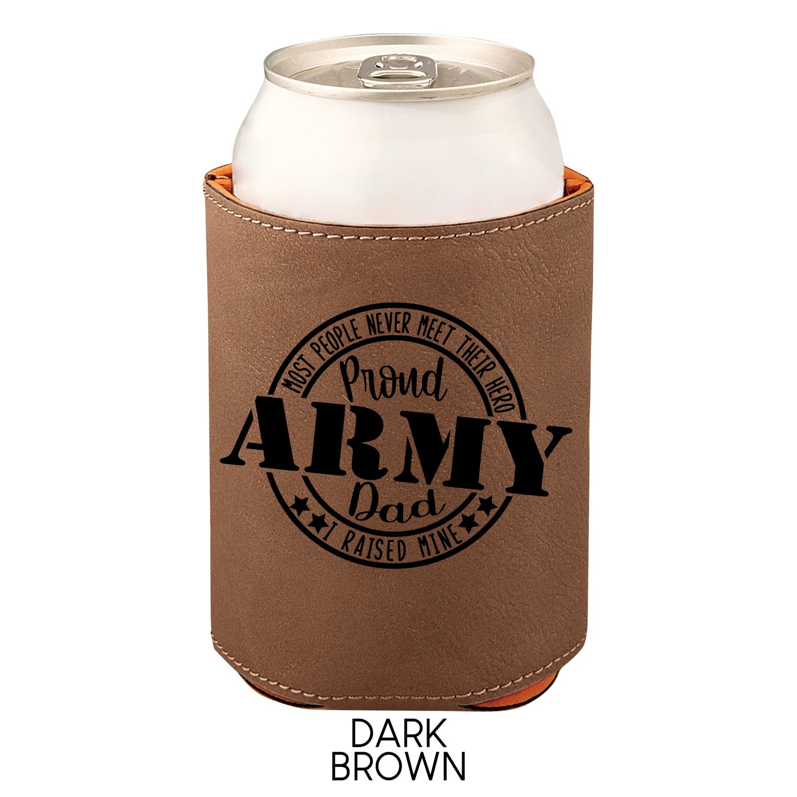 ARMY DAD Custom Leather Beer Sleeve Engraved and Insulated Etsy