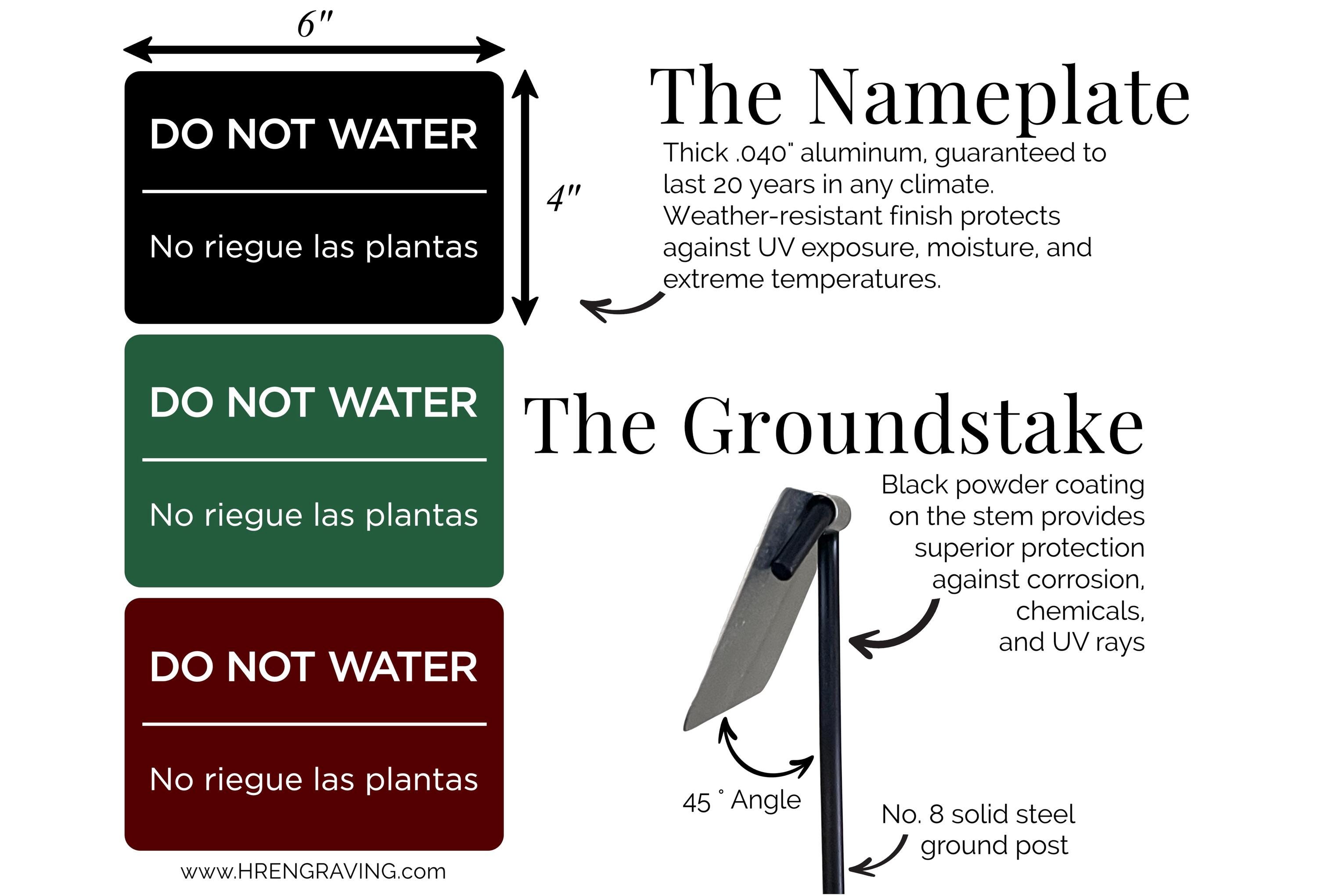 Do Not Water Sign | Bilingual Aluminum Garden Stake - Etsy