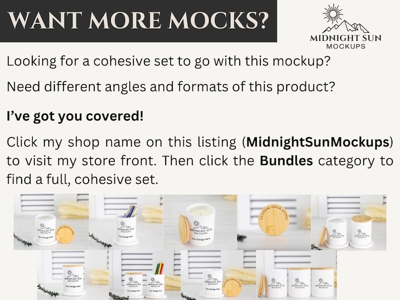 11oz Ceramic Candle Mockup, Full Wrap PODzilla Candle Jar Mock with Engraved Bamboo Lid image 6