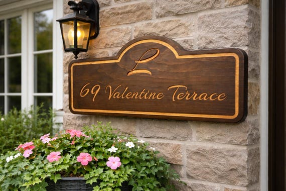 Custom Wooden Address Sign, Personalized House Number Plaque