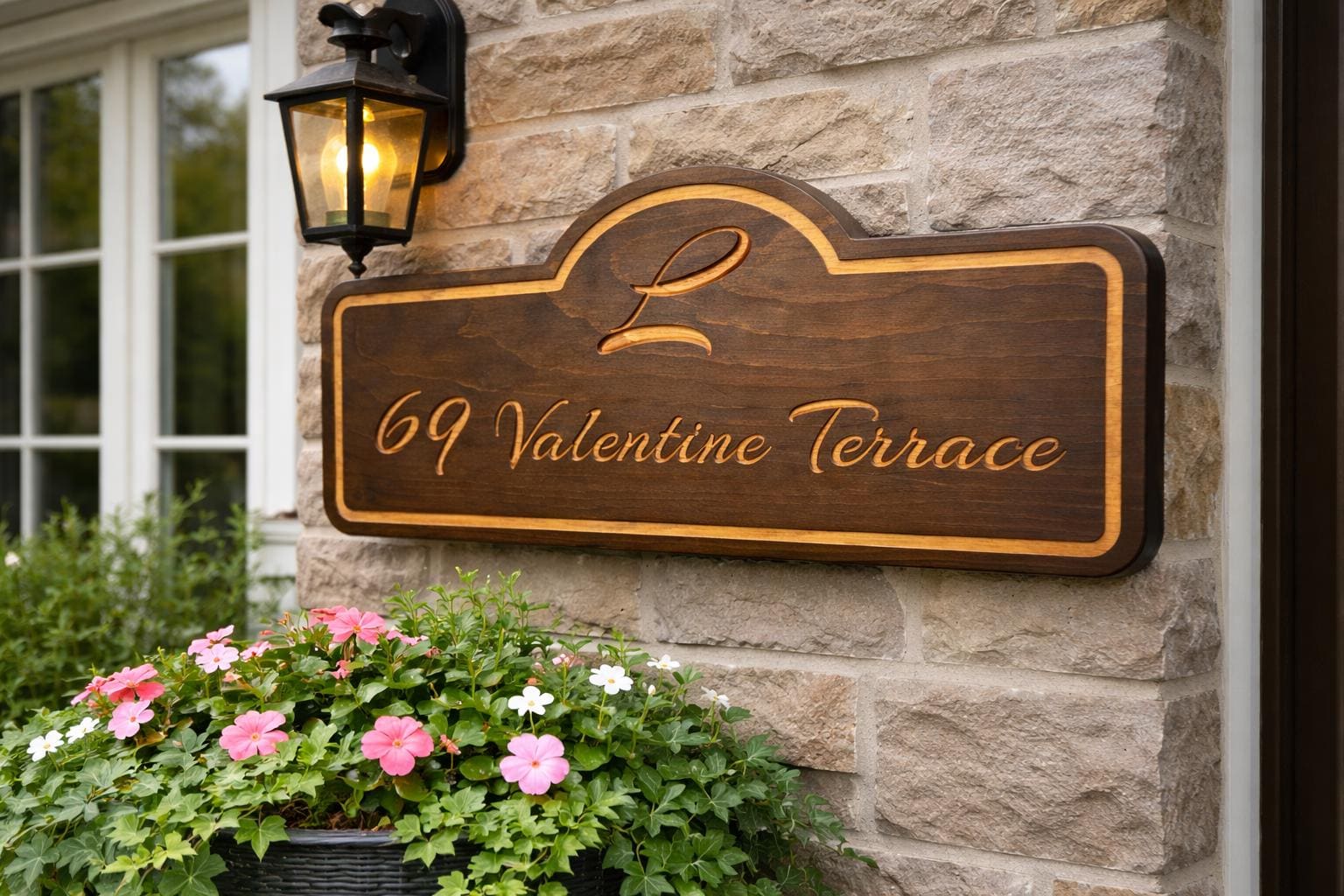 Custom Wooden Address Sign, Personalized House Number Plaque