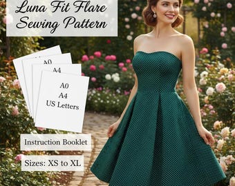 Sommerkleid aus Leinen – Schnittmuster | XS-XXXL | Sofort-Download | Einfaches PDF | Geraffter Rock mit Taschen | Sommerkleid