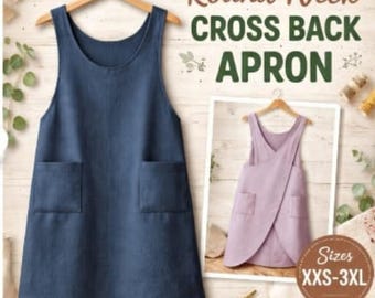 Patrón de costura para delantal cruzado / Delantal japonés reversible (patrón PDF, tallas XXS-3XL)