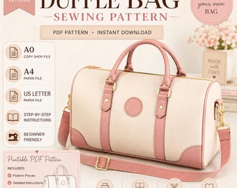 Schnittmuster für Reisetasche (PDF) | Schnittmuster für Wochenendtasche | Sofort-Download | Formate: A0, A4, US Letter | DIY-Schnittmuster
