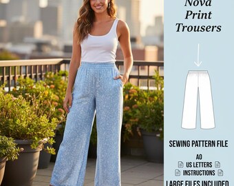 Nova Print Hose Damen Freizeithose mit Print Stilvolle und bequeme Passform