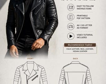 Schwarze Moto Lederjacke für Herren, klassische Bikerjacke, gesteppte Motorradjacke, Punk Rock Ledermantel, Fashion Rider Oberbekleidung