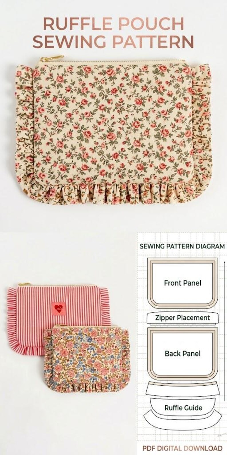 Serger Ruffle Pouch Pattern Ruffle Pouch Pattern, Sewing Gift Pattern, Beginner Friendly, Instant ...