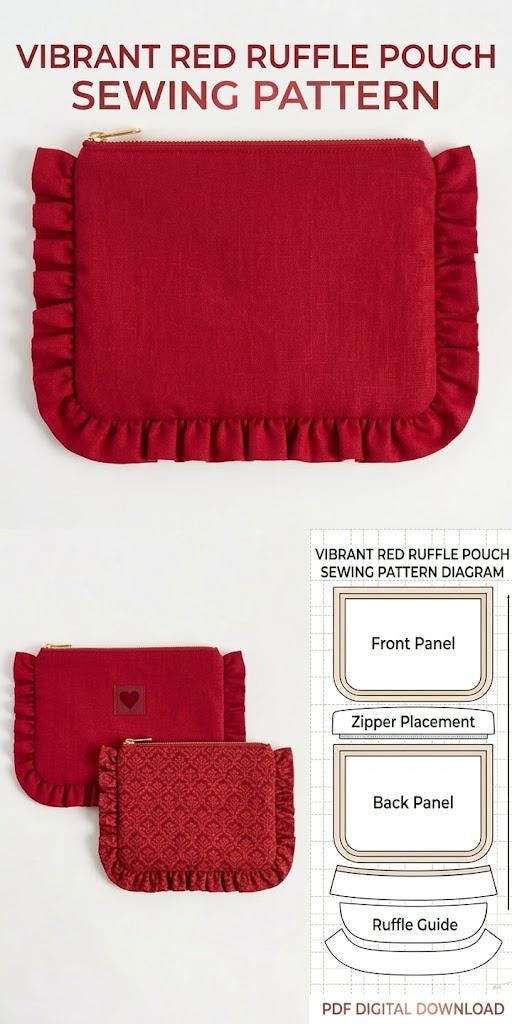 Serger Ruffle Pouch Pattern Ruffle Pouch Pattern, Sewing Gift Pattern, Beginner Friendly, Instant ...