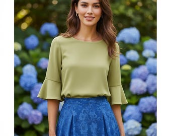 Schnittmuster für Leinenkleid | XS-XXXL | Sofort-PDF | Kurzarm Raffung Sommerkleid | Raffen Rocktaschen | Sommerkleid Download |