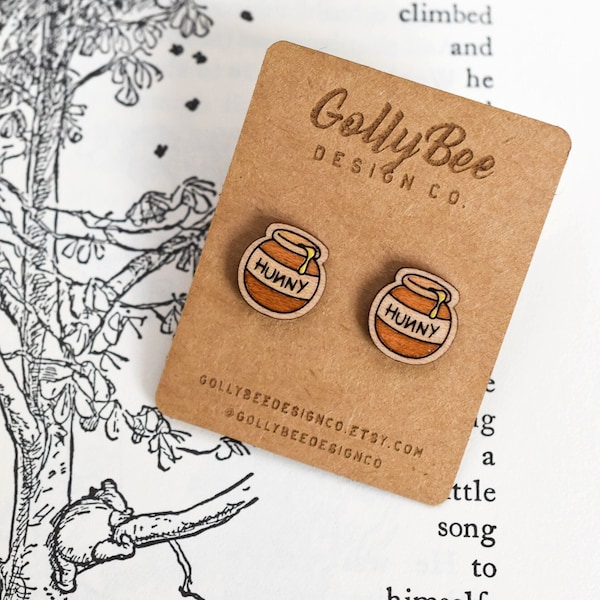 Honey Pot Handmade Wood Stud Earrings