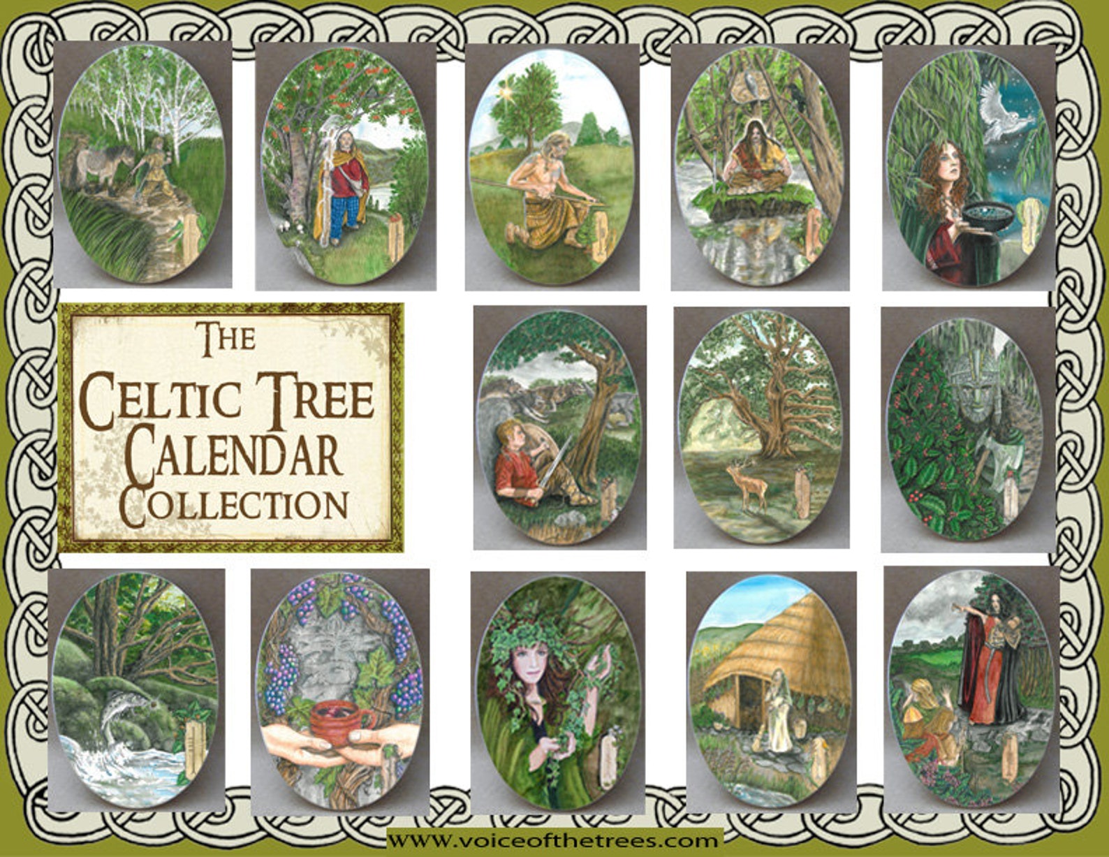 Celtic Tree Calendar Set of of Oval Tile Wall Hangings Etsy