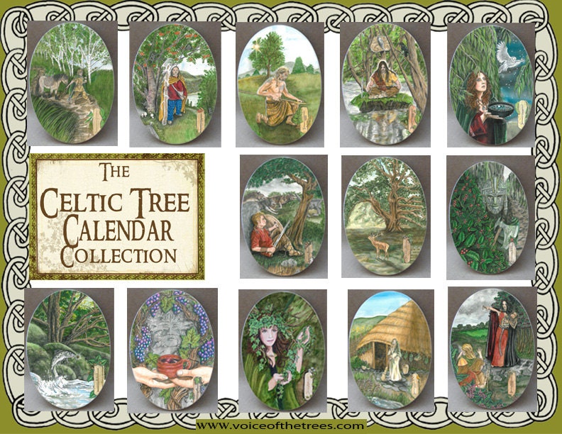 Celtic Tree Calendar Set of of Oval Tile Wall Hangings Etsy