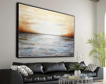 Large abstract landscape painting original gray brown modern abstract art high end oil painting by L.Beiboer