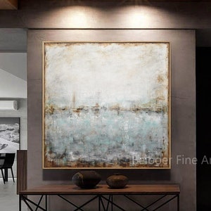 Large Original Art Square Abstract Painting Blue Brown Textured Contemporary Art Modern Fine Art by L.Beiboer image 7