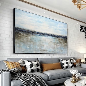 Large landscape painting original abstract art white blue ocean painting modern abstract oil painting artwork by L.Beiboer image 1