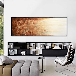 Large art original abstract painting panoramic loft style art big large brown modern abstract oil painting fine art by L.Beiboer image 1