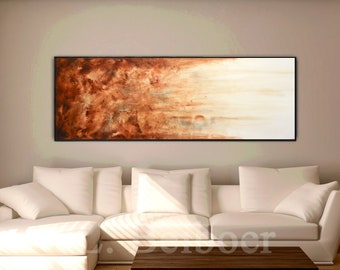 Large art original abstract painting panoramic loft style art big large brown modern abstract oil painting fine art by L.Beiboer